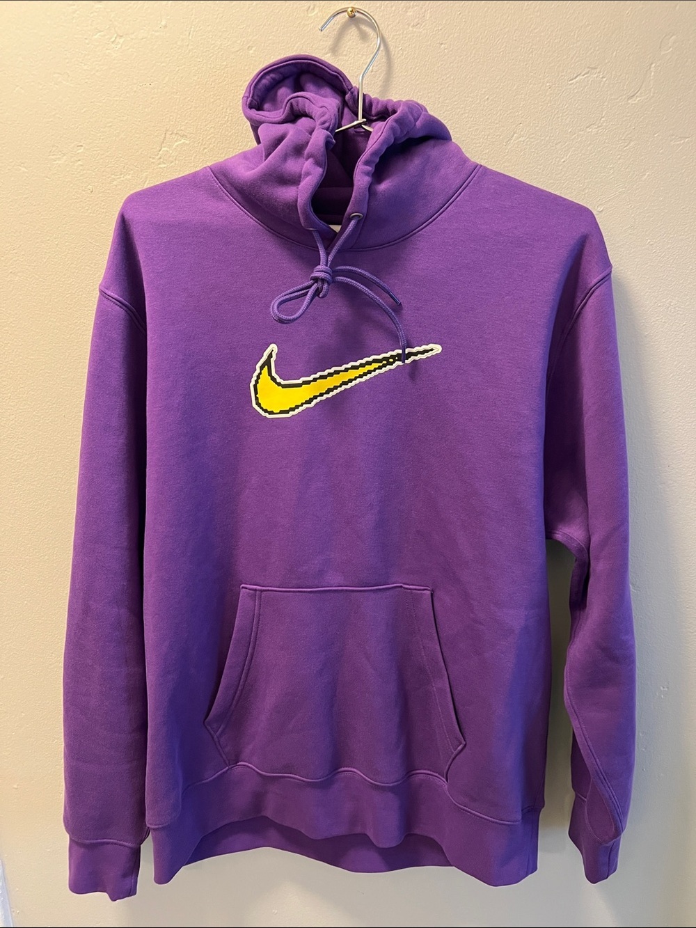 Nike Purple Crewneck Hoodie with Yellow Swoosh - Men's Sweater